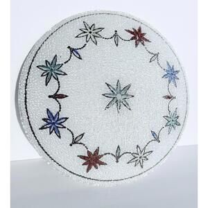 Rare Mid Century Modern MCM Atomic Starburst Glass Ceiling Light Shade 15in Gold